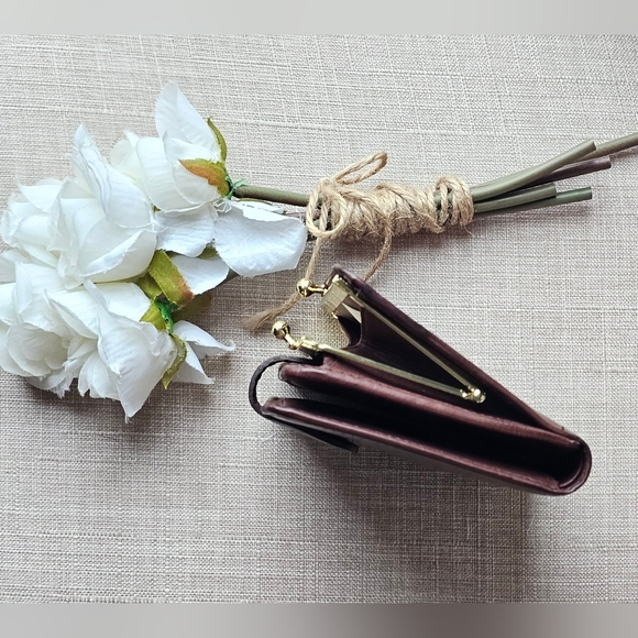 Vintage Coach Water Buffalo Leather Kisslock Wallet / French Purse ( Mahogany ) - Picture 11 of 12